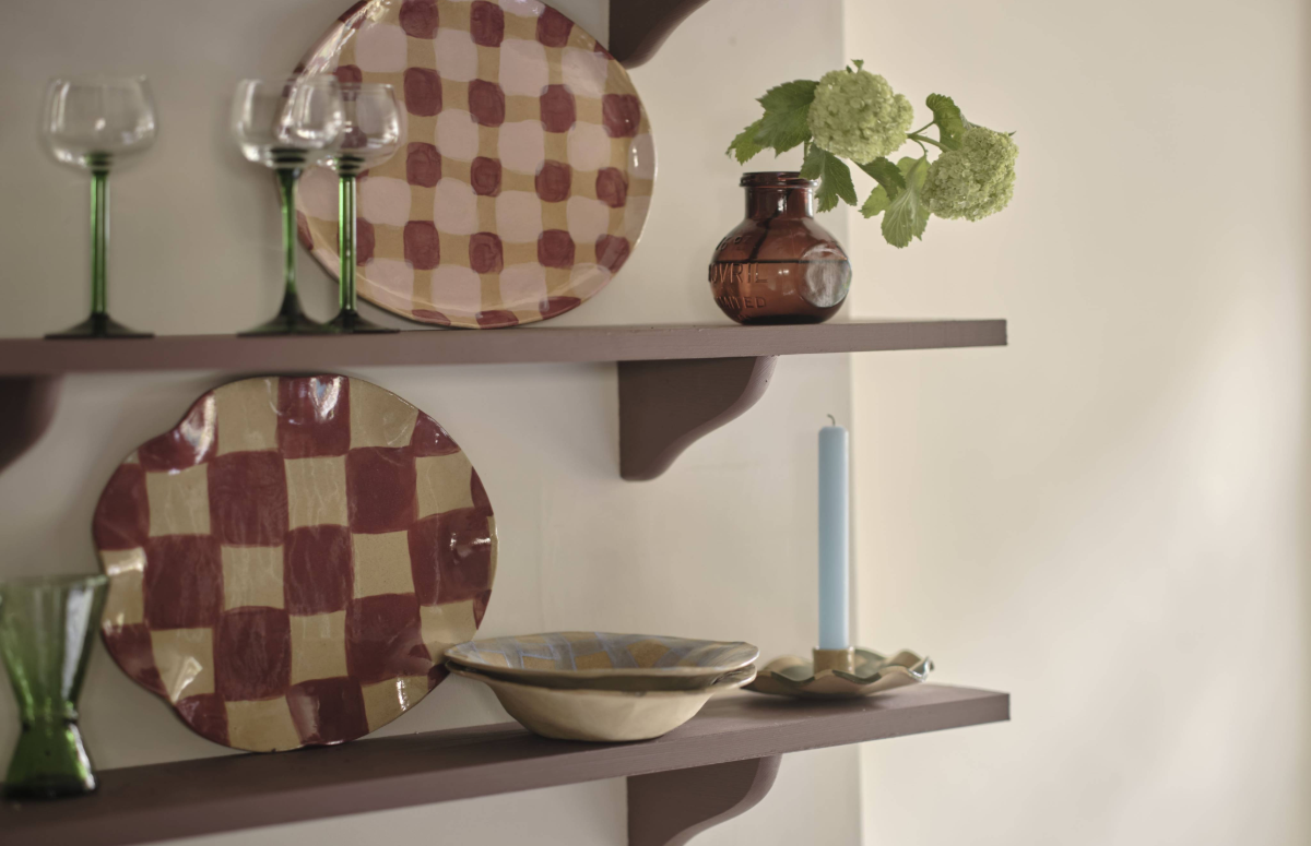 Pink & Burgundy Dash Platter by Rosie Gore