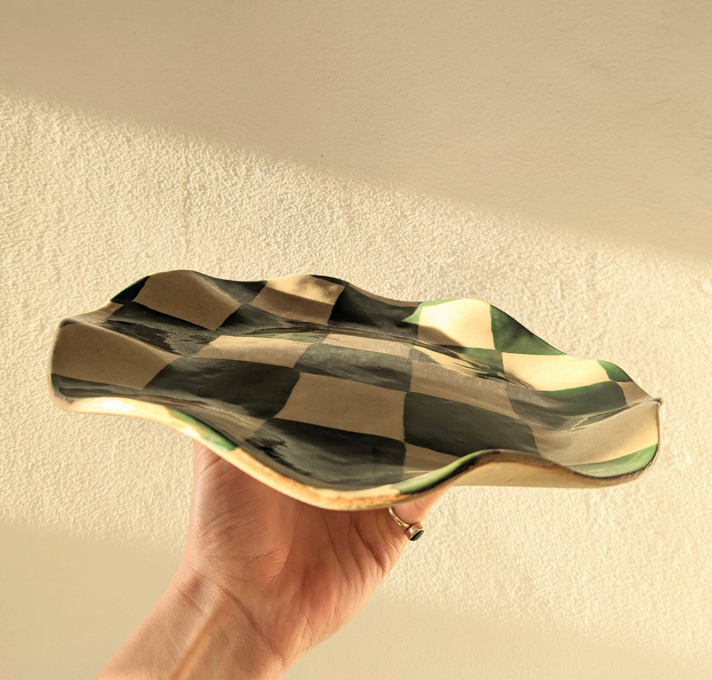 Green Wavy Check Serving Platter by Rosie Gore