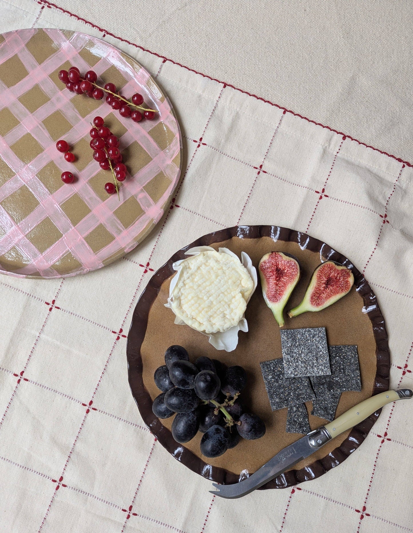 Chocolate Brown Edged Frill Platter by Rosie Gore