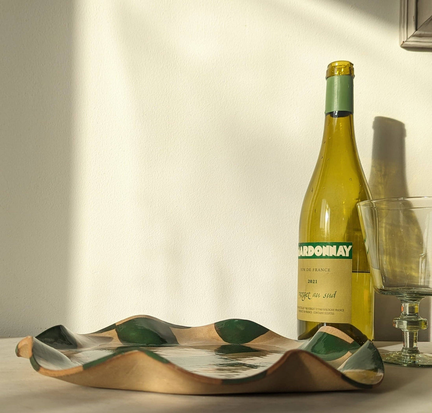 Green Wavy Check Serving Platter by Rosie Gore