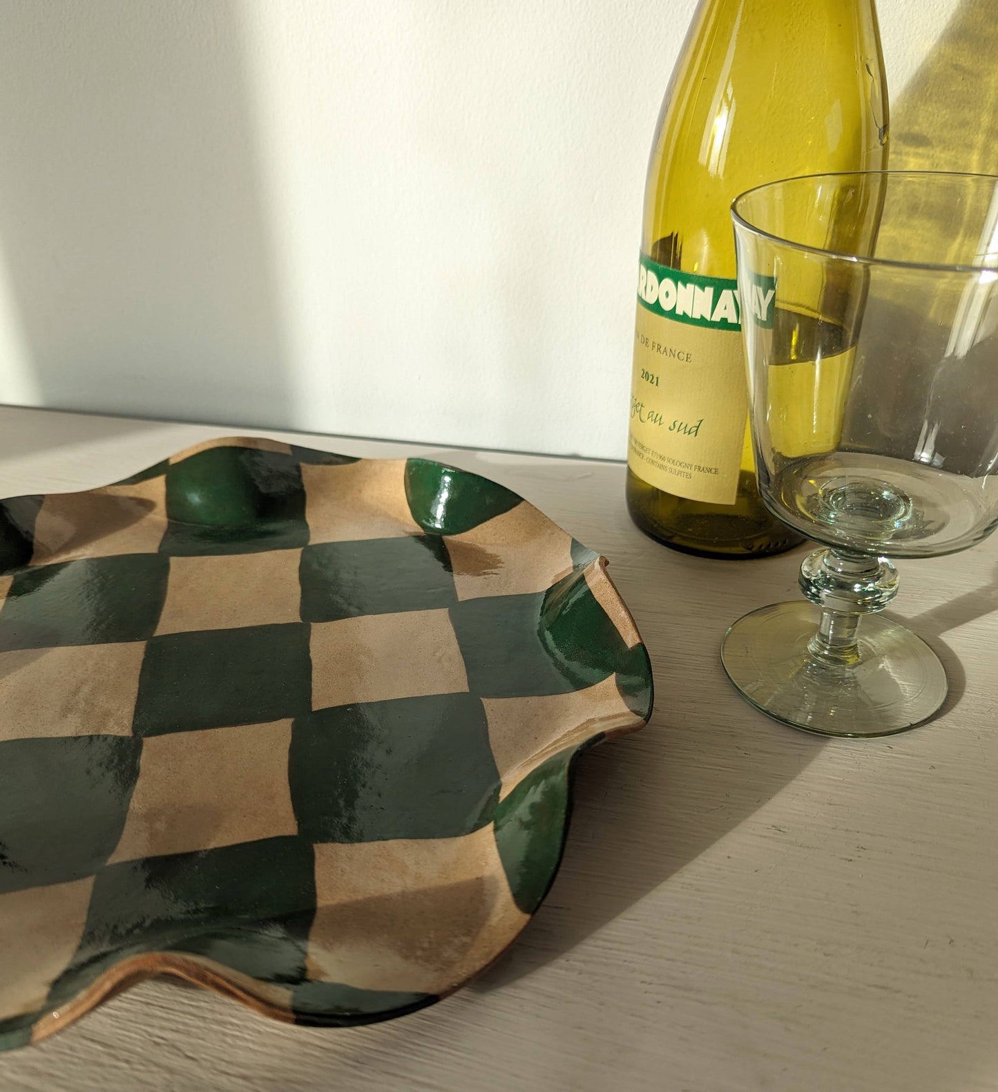 Green Wavy Check Serving Platter by Rosie Gore