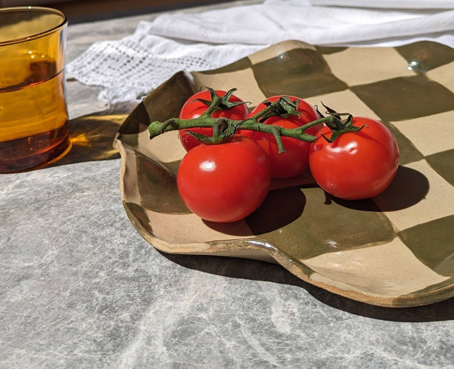 Olive Wavy Check Platter by Rosie Gore