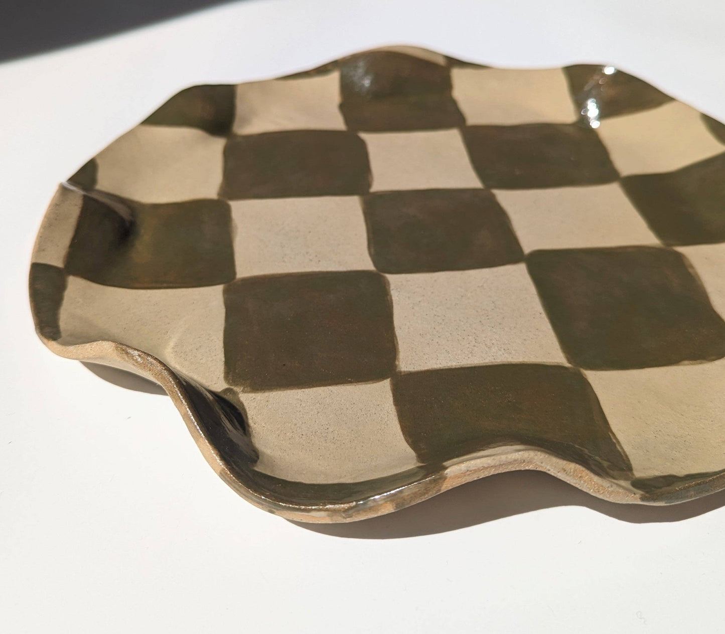 Olive Wavy Check Platter by Rosie Gore