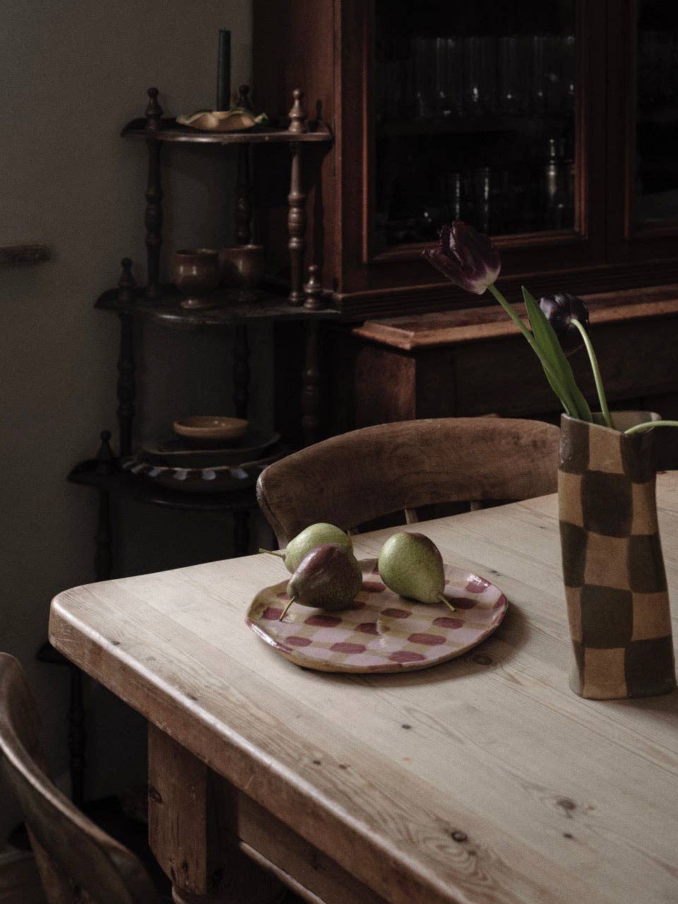 Pink & Burgundy Dash Platter by Rosie Gore